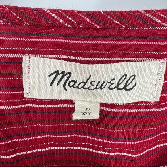 Madewell Swingy Peasant Top in Metallic Stripe Red - Picture 8 of 10
